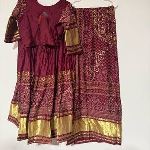 Elegant Maroon and Gold  Lehenga